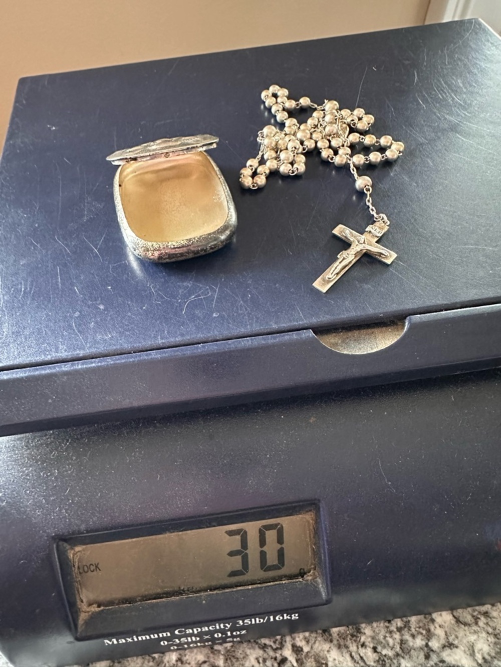 Sterling Silver 1930s Rosary Beads in matching Sterling Silver Floral Box 30gm - Picture 15 of 16